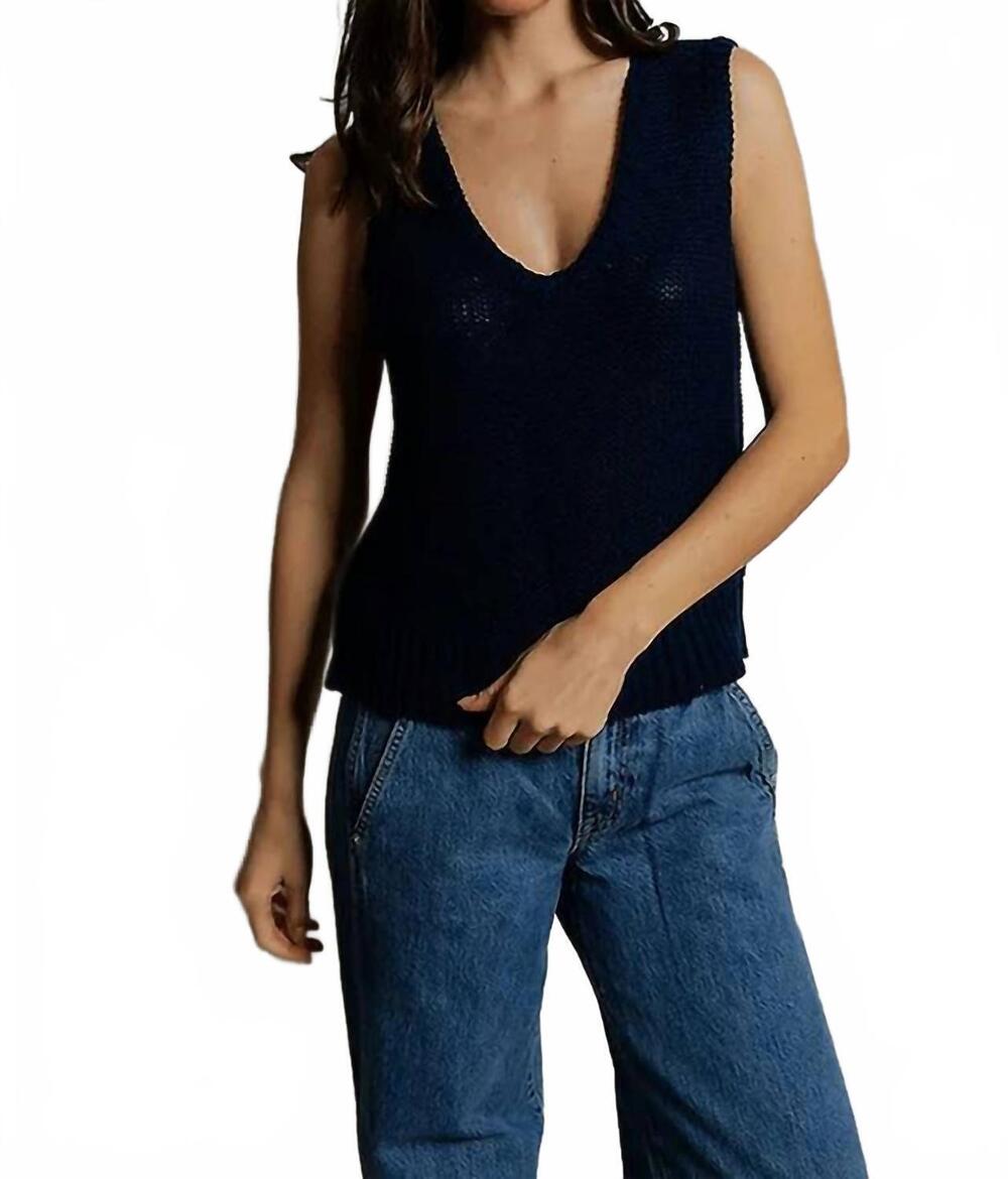 NEW PERFECTWHITETEE peggy sweater tank top in navy